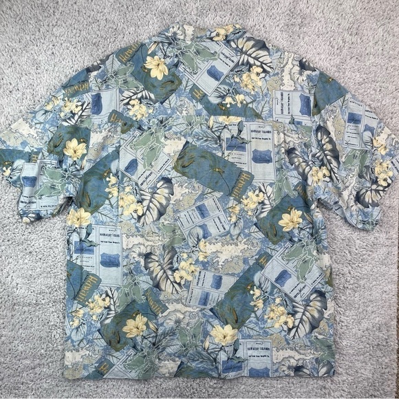Bermuda Bay Shirt Mens Large 100% Silk Hawaiian Button Up Camp Loop Collar - Picture 5 of 6